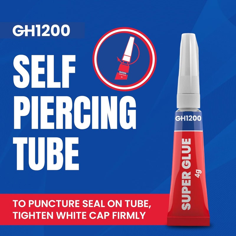 GH1200 -4 Gram x 5 PCs Super Glue for All Purpose - Super Fast, Thick & Strong Adhesive Superglue - Cyanoacrylate Glue for Hard Plastics, DIY Craft, Ceramics, Frame, Leather, Metal Etc - Image 4